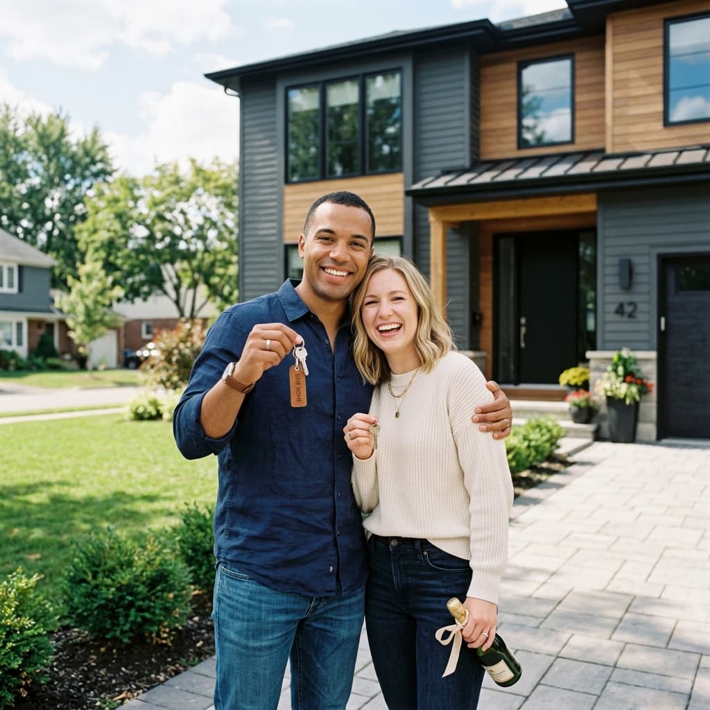 Happy homeowners celebrating their new Wisconsin home purchase with MadCity Home Loans