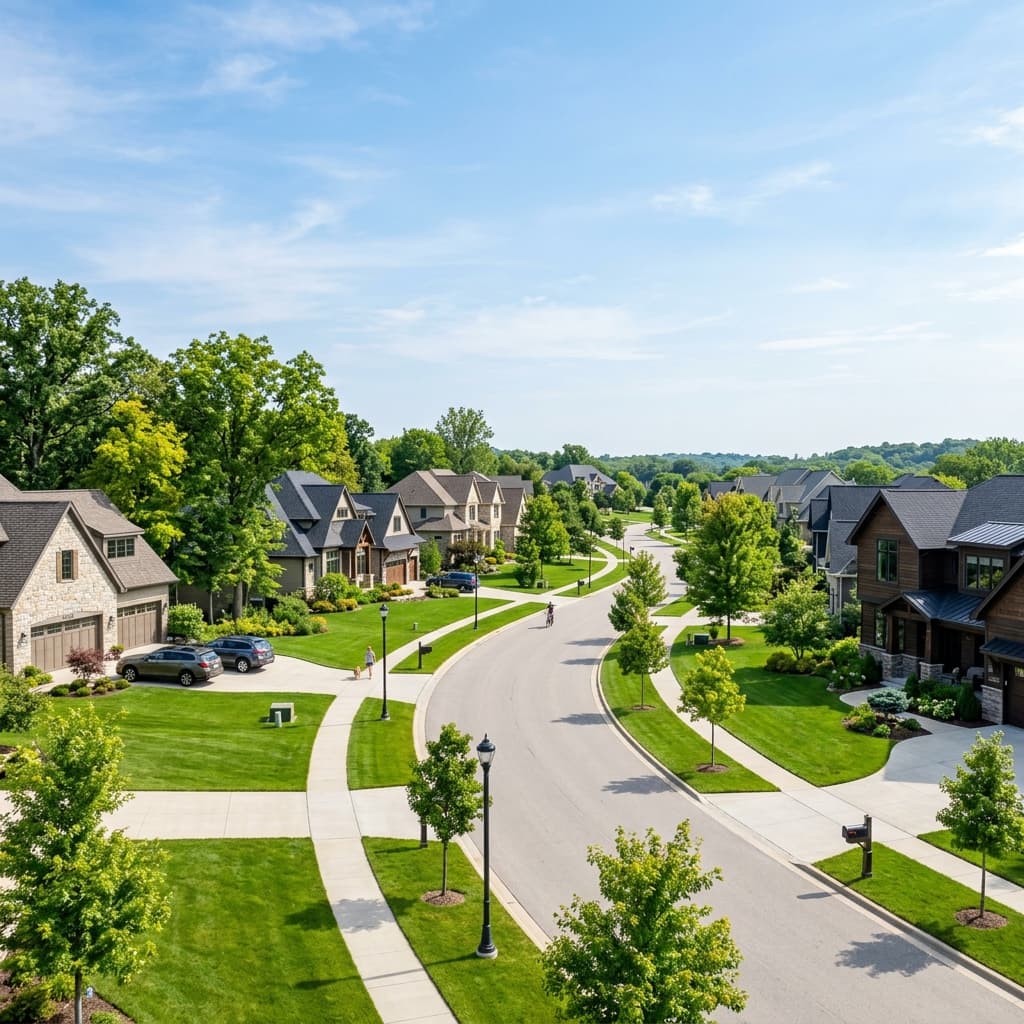 A beautiful modern Wisconsin suburban neighborhood representing homeownership via conventional loans A beautiful modern Wisconsin suburban neighborhood representing homeownership via conventional loans